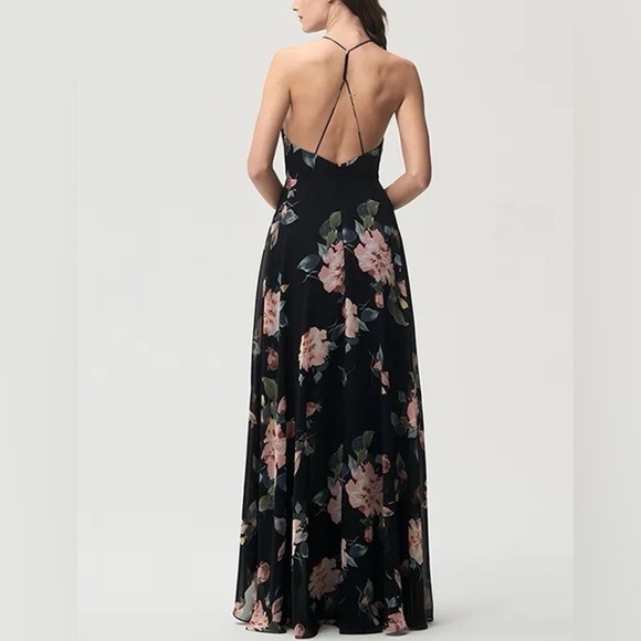 Jenny Yoo Farrah Floral Halter Maxi Dress Slit Backless Romantic Wedding Guest - Picture 3 of 16